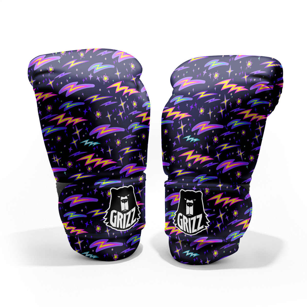 Purple Lightning Flashes Print Pattern Sparring Gloves-grizzshop