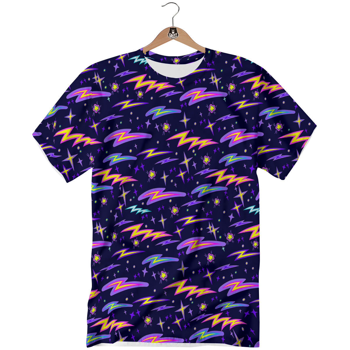 Purple Lightning Flashes Print Pattern T-Shirt-grizzshop