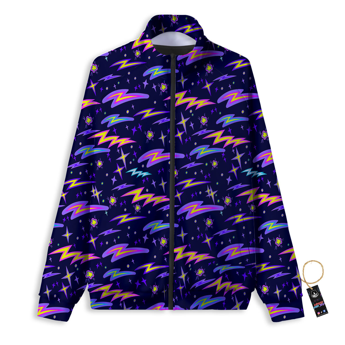 Purple Lightning Flashes Print Pattern Track Jacket-grizzshop