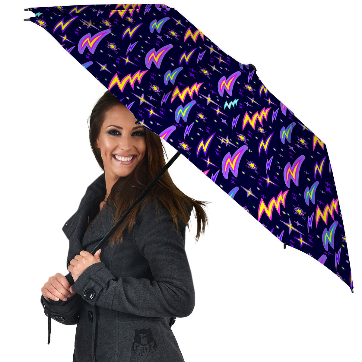 Purple Lightning Flashes Print Pattern Umbrella-grizzshop