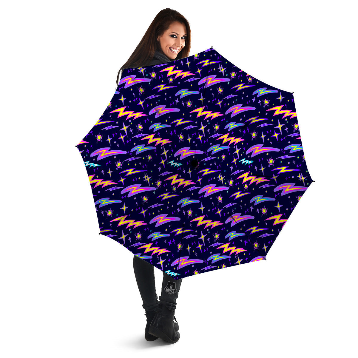 Purple Lightning Flashes Print Pattern Umbrella-grizzshop