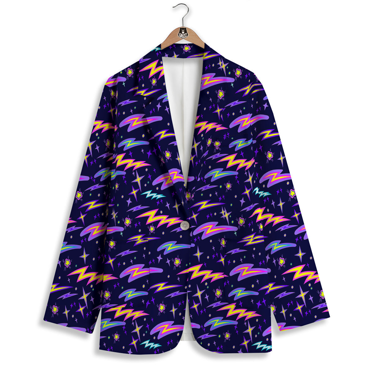 Purple Lightning Flashes Print Pattern Women's Blazer-grizzshop