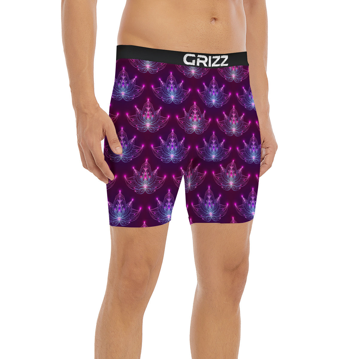 Purple Lotus Boho Print Pattern Boxer Briefs-grizzshop