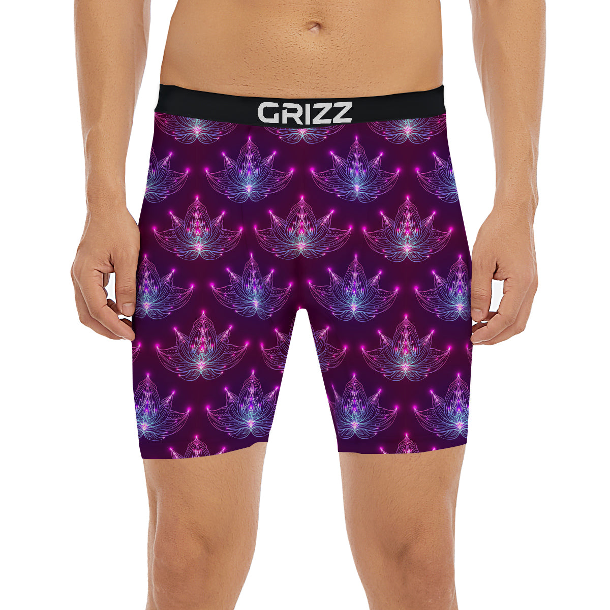 Purple Lotus Boho Print Pattern Boxer Briefs-grizzshop