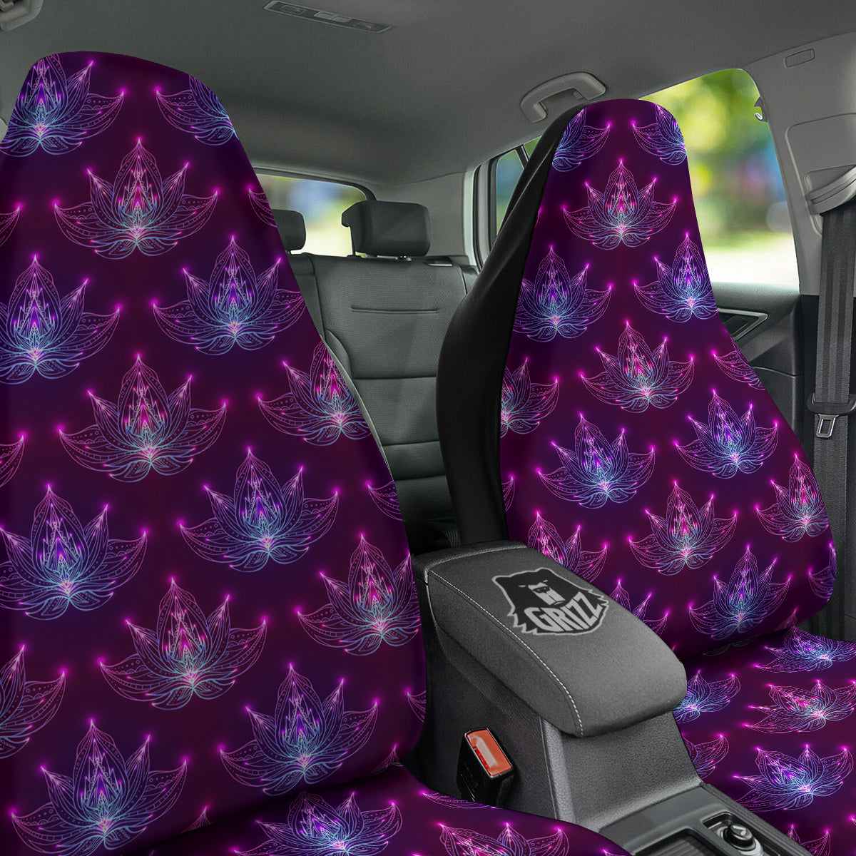 Purple Lotus Boho Print Pattern Car Seat Covers-grizzshop