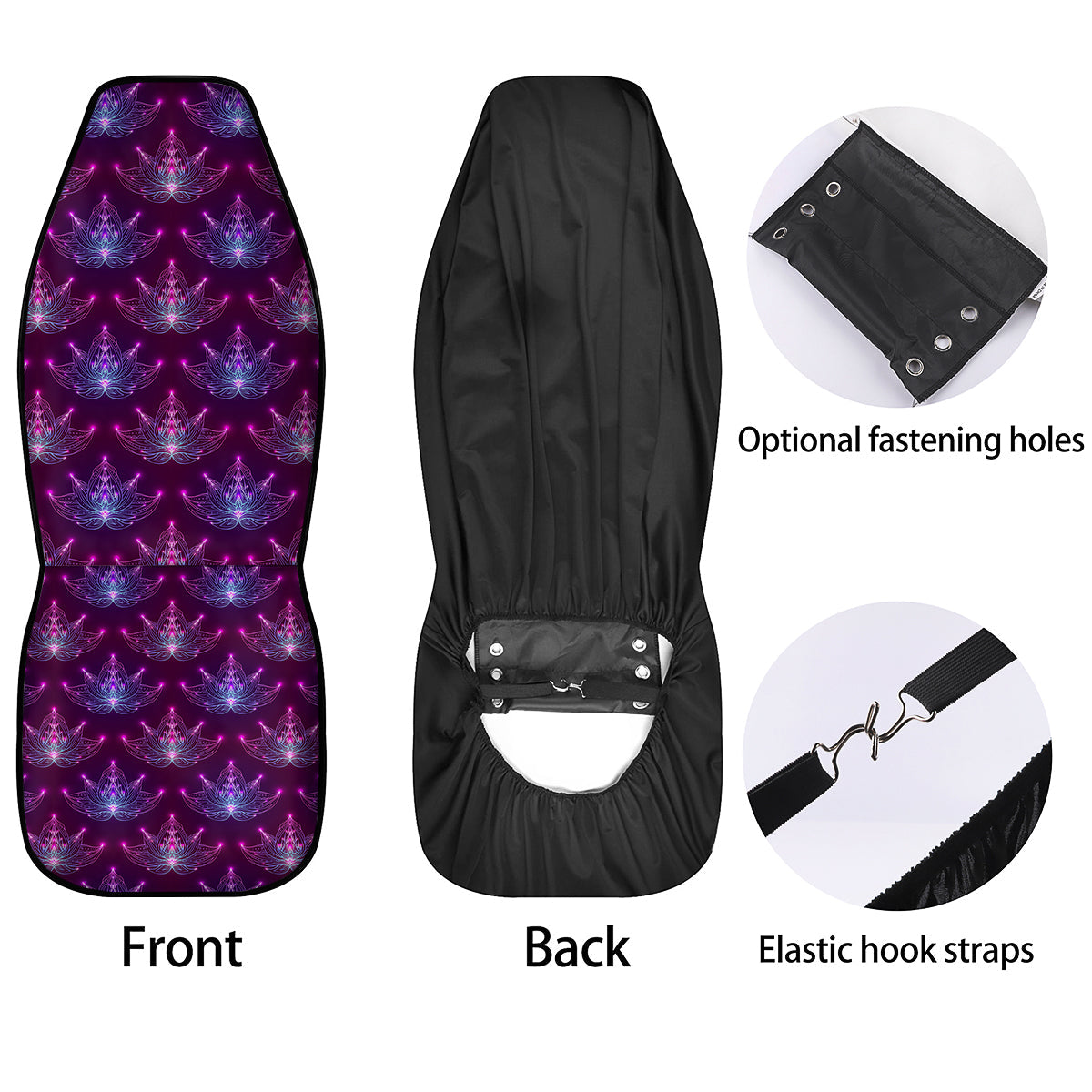 Purple Lotus Boho Print Pattern Car Seat Covers-grizzshop