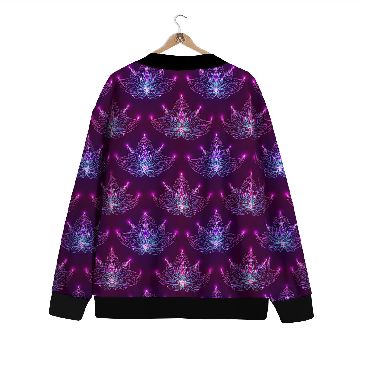 Purple Lotus Boho Print Pattern Cardigan-grizzshop