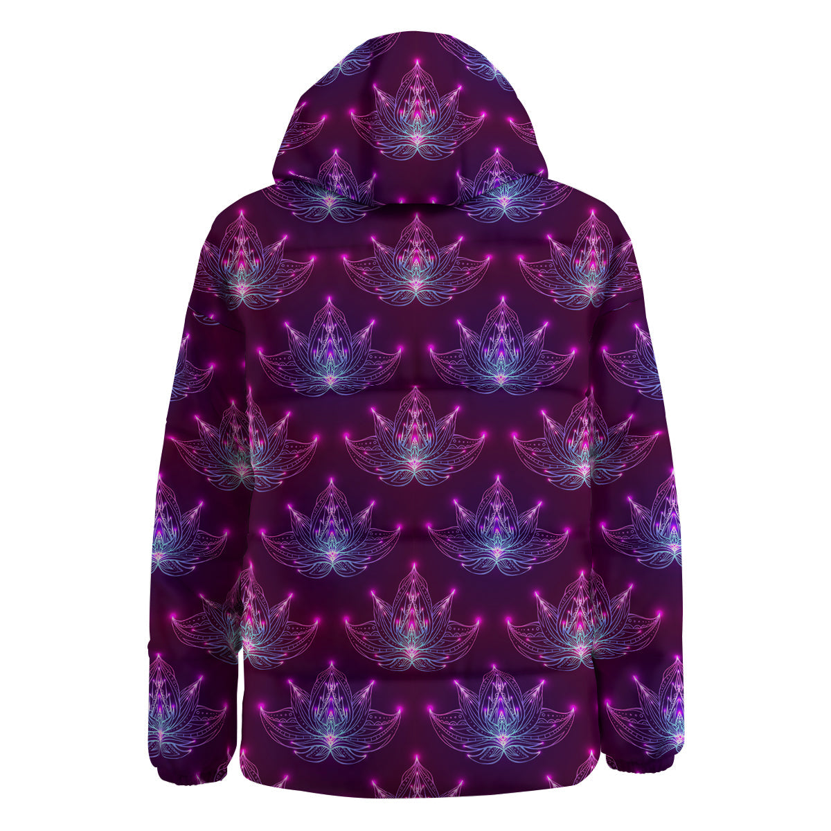 Purple Lotus Boho Print Pattern Down Jacket-grizzshop