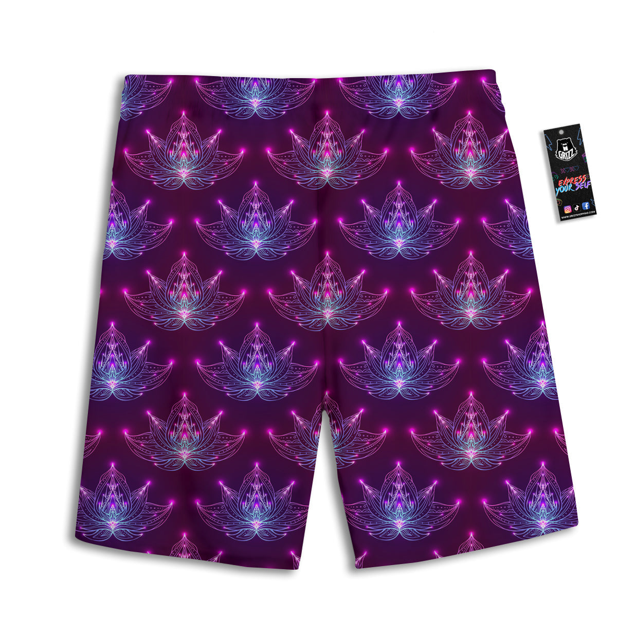 Purple Lotus Boho Print Pattern Men's Athletic Shorts