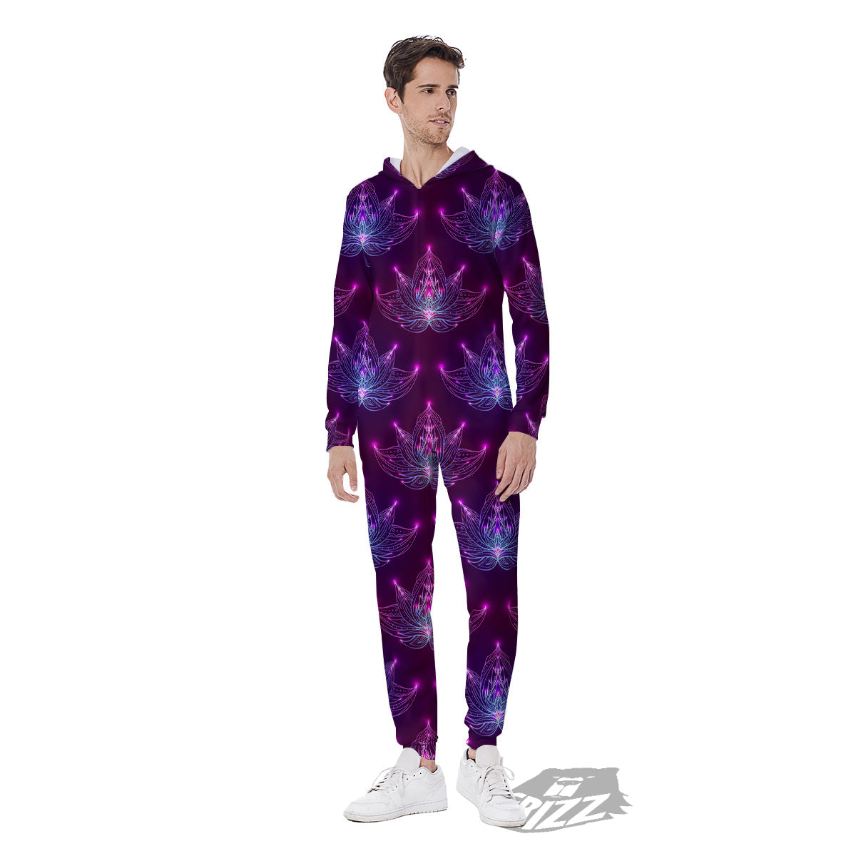 Purple Lotus Boho Print Pattern Men's Jumpsuit-grizzshop