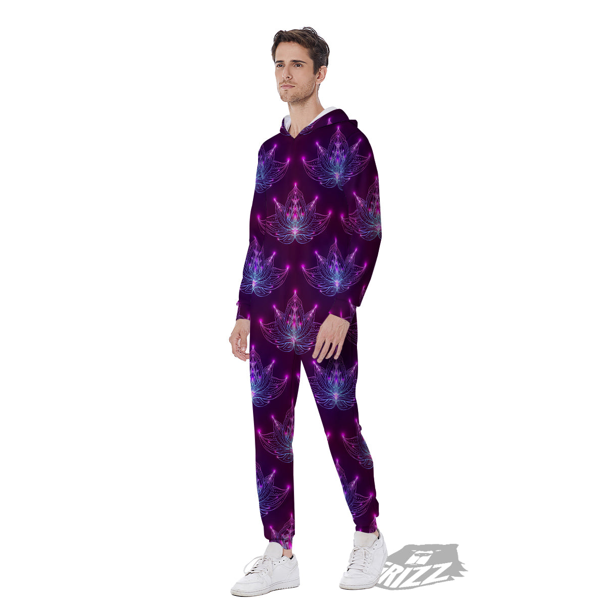 Purple Lotus Boho Print Pattern Men's Jumpsuit-grizzshop