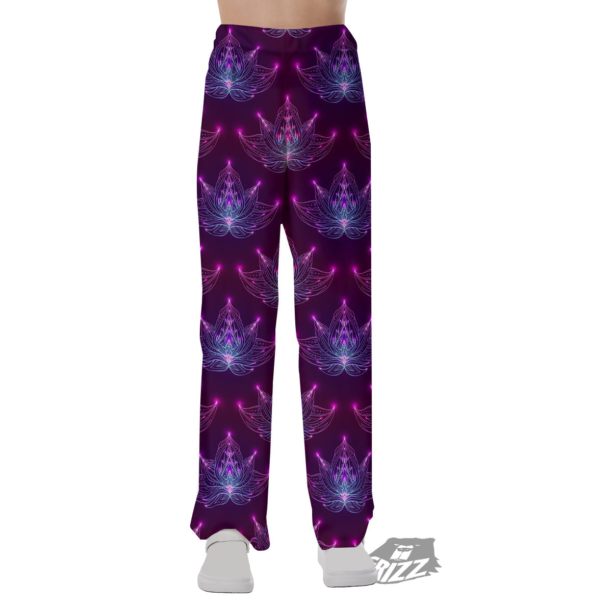 Purple Lotus Boho Print Pattern Pajama Pants-grizzshop