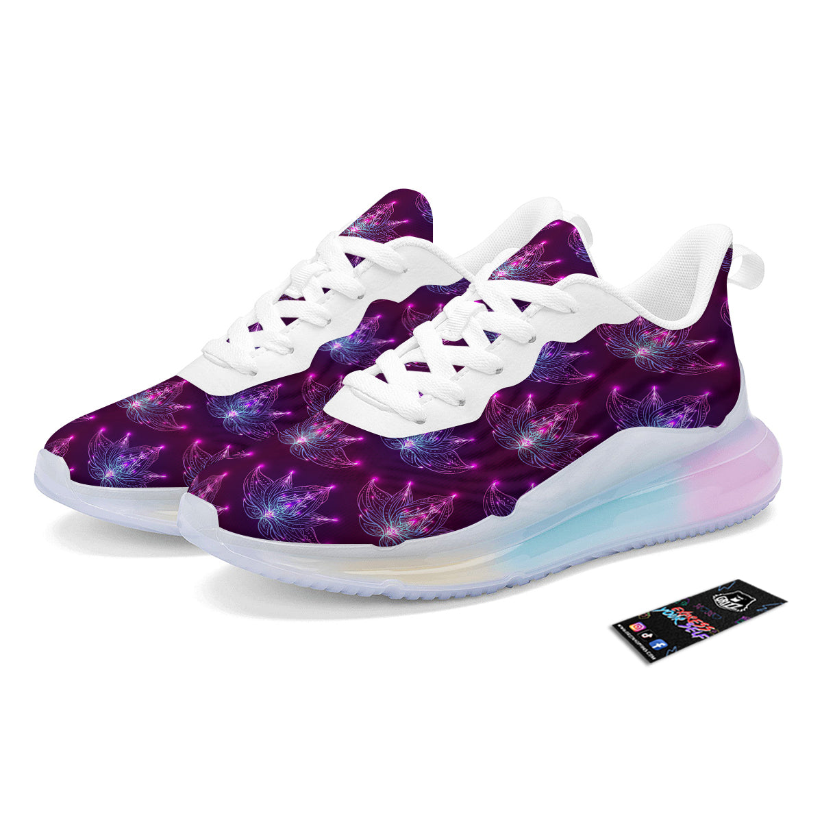 Purple Lotus Boho Print Pattern Running Sneakers-grizzshop