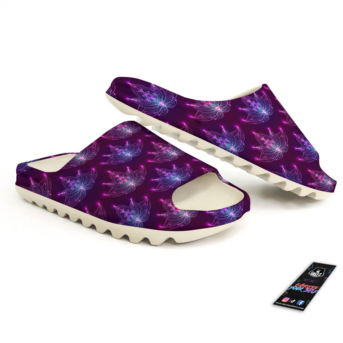 Purple Lotus Boho Print Pattern Sandals-grizzshop