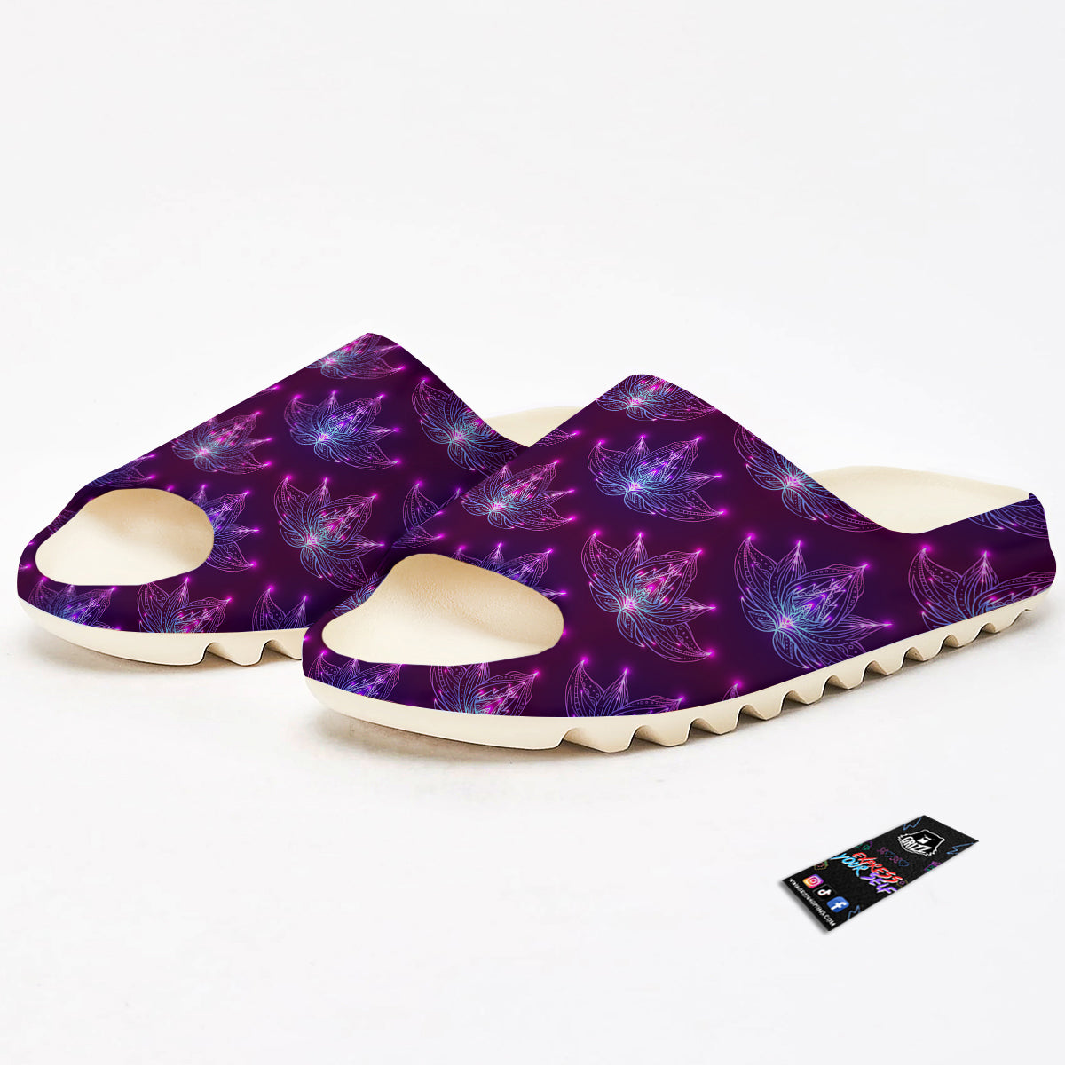 Purple Lotus Boho Print Pattern Sandals-grizzshop