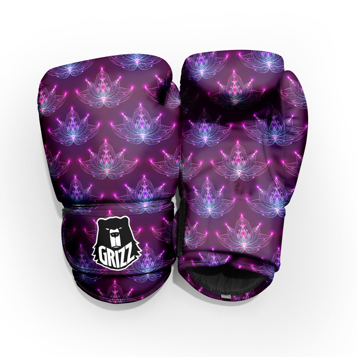 Purple Lotus Boho Print Pattern Pro Boxing Glove