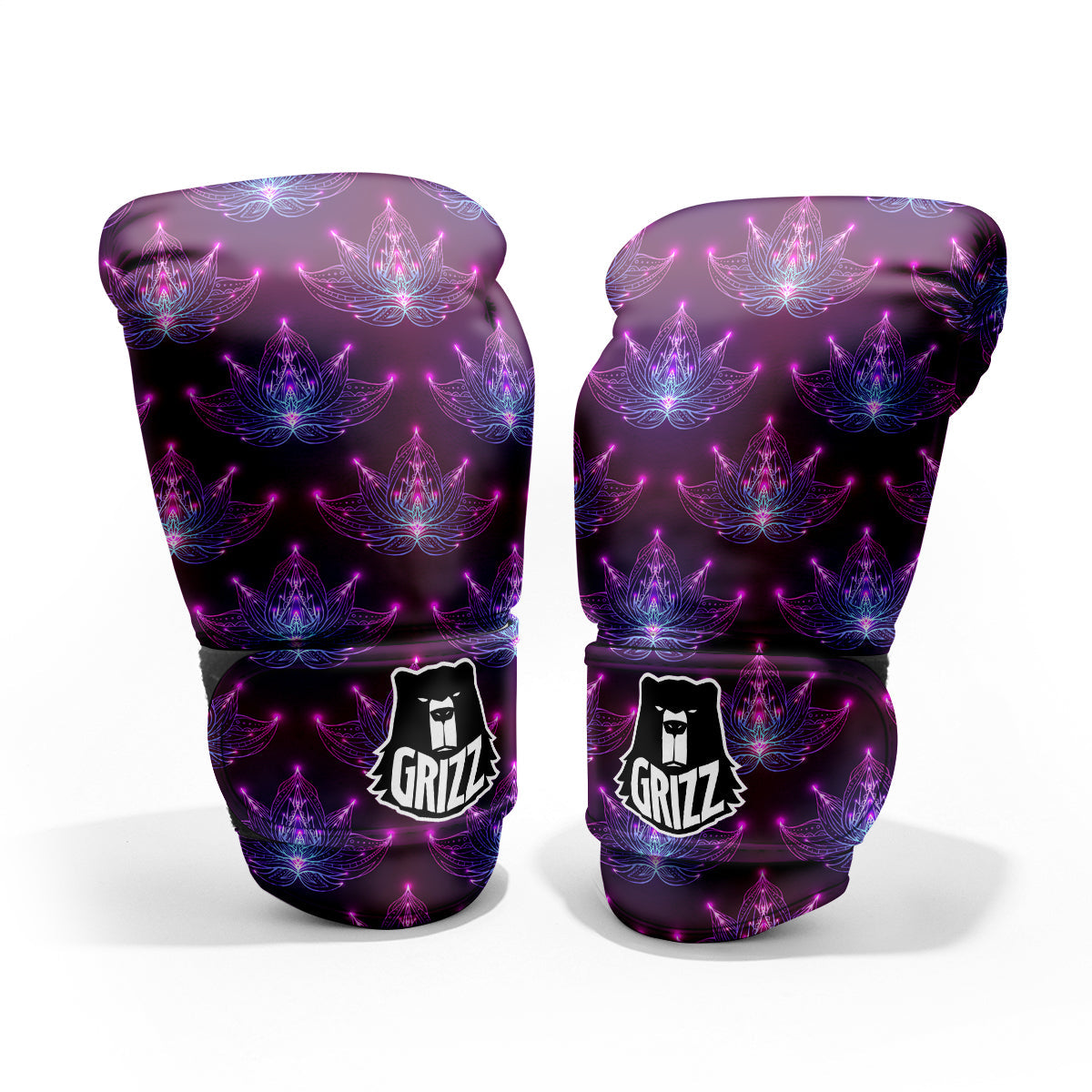 Purple Lotus Boho Print Pattern Pro Boxing Glove