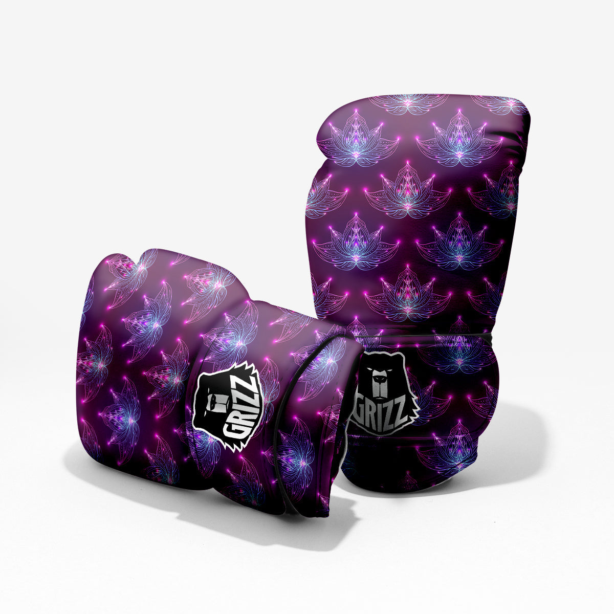 Purple Lotus Boho Print Pattern Pro Boxing Glove