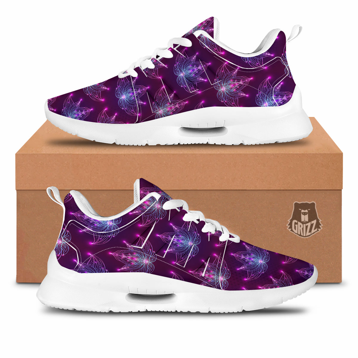Purple Lotus Boho Print Pattern Tennis Shoes-grizzshop