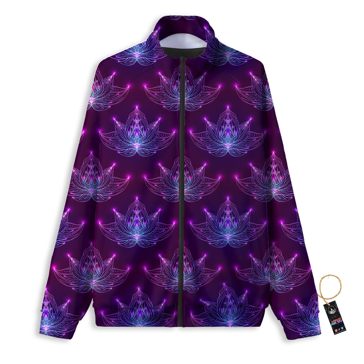 Purple Lotus Boho Print Pattern Track Jacket-grizzshop