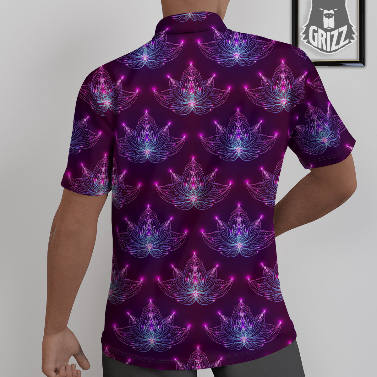 Purple Lotus Boho Print Pattern Untucked Shirts-grizzshop