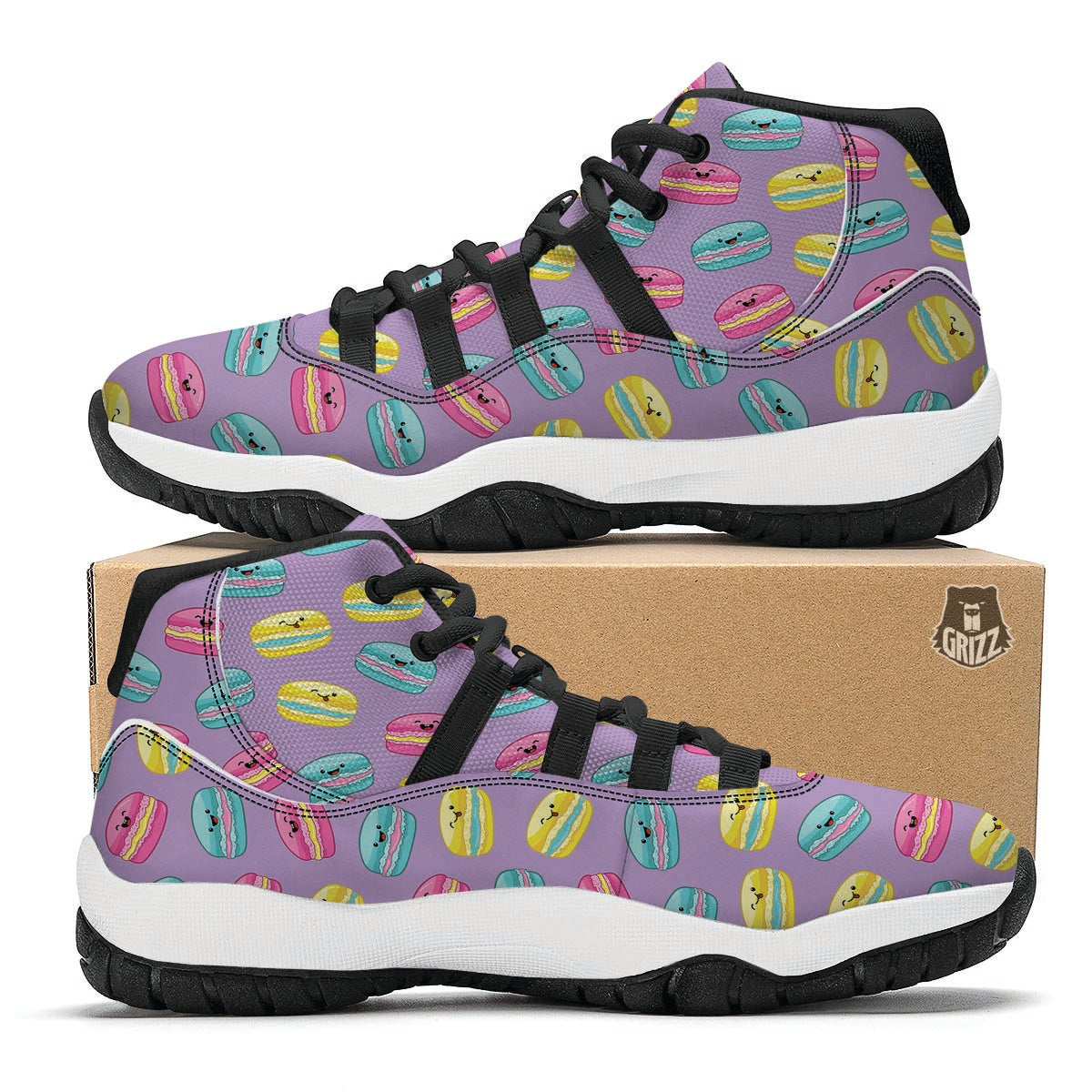 Purple Macaron Black Bball Shoes-grizzshop