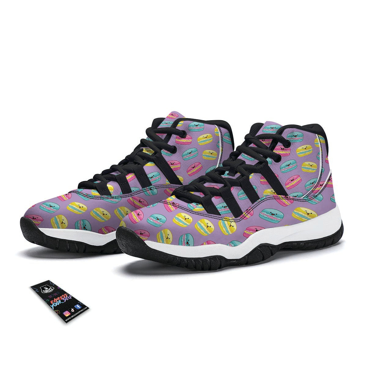 Purple Macaron Black Bball Shoes-grizzshop