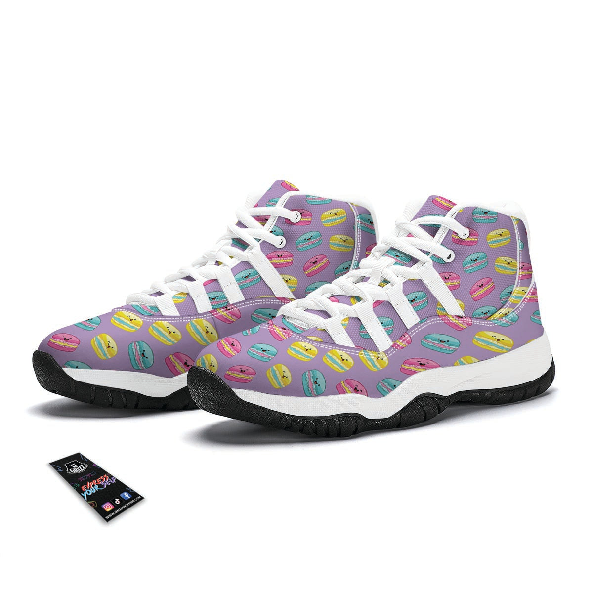 Purple Macaron White Bball Shoes-grizzshop