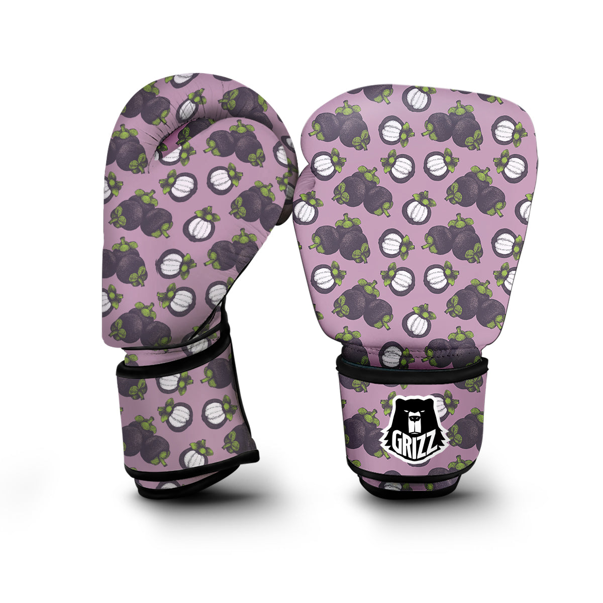 Purple Mangosteen Drawing Print Pattern Boxing Gloves-grizzshop