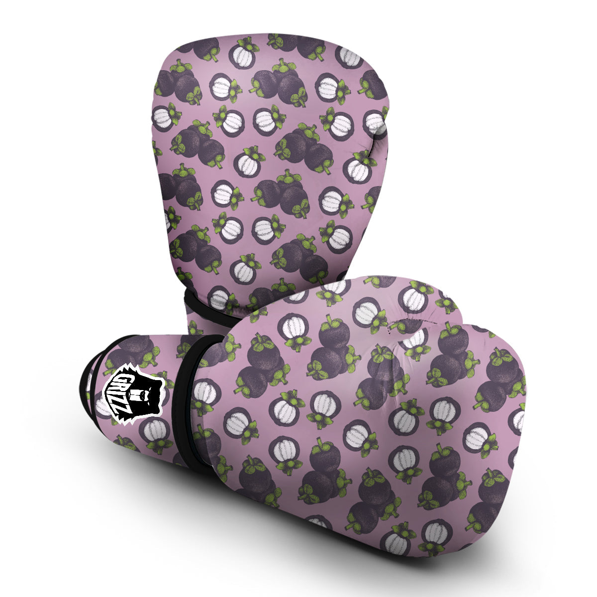 Purple Mangosteen Drawing Print Pattern Boxing Gloves-grizzshop