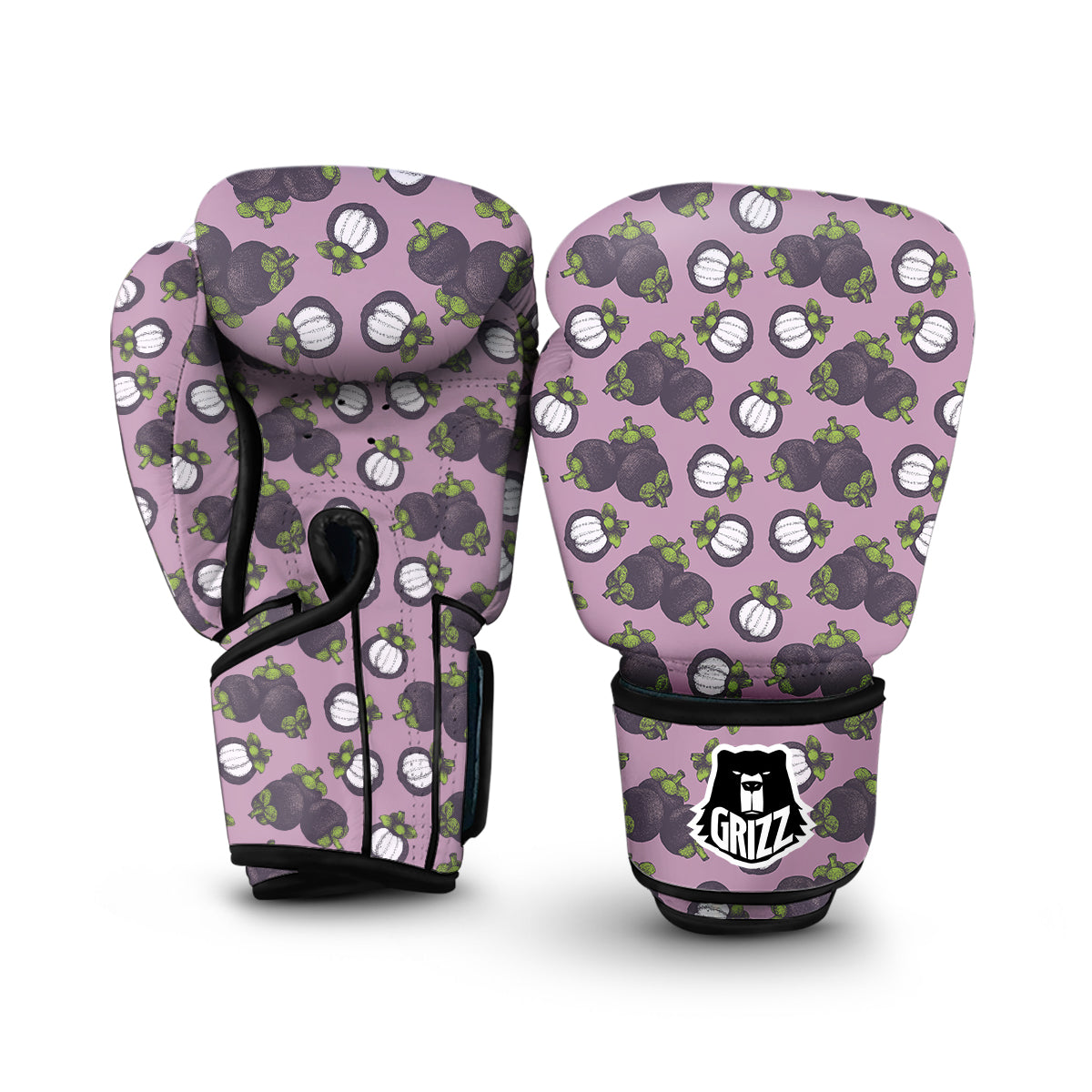 Purple Mangosteen Drawing Print Pattern Boxing Gloves-grizzshop