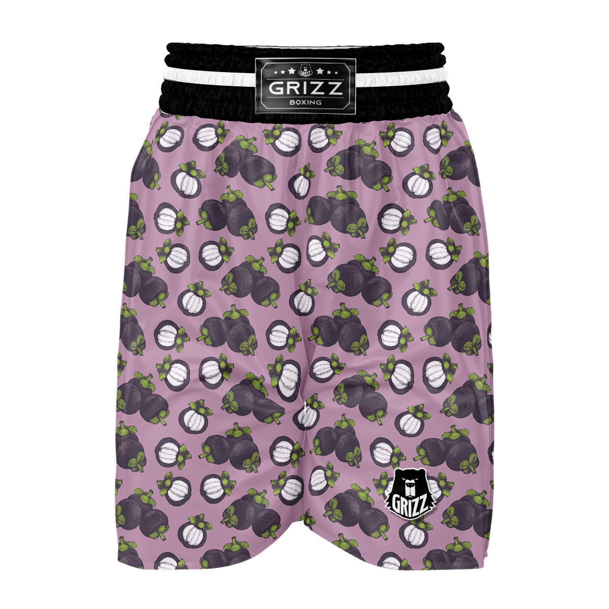 Purple Mangosteen Drawing Print Pattern Boxing Shorts-grizzshop