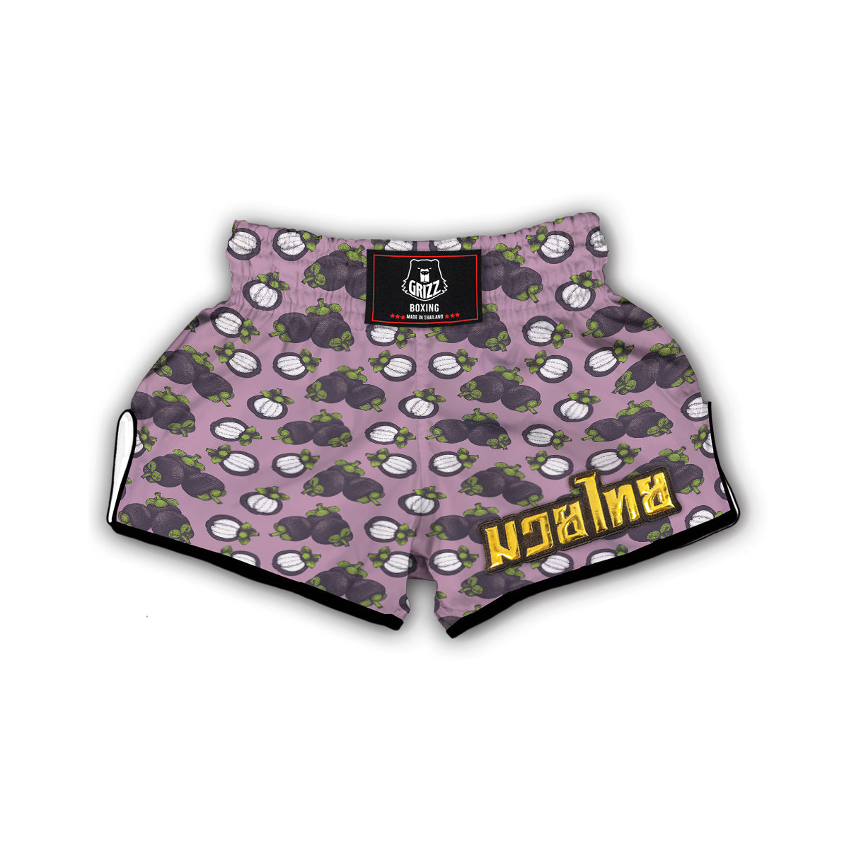 Purple Mangosteen Drawing Print Pattern Muay Thai Boxing Shorts-grizzshop