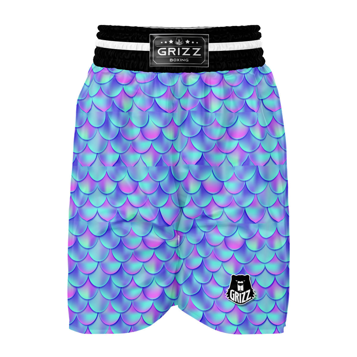 Purple Mermaid Teal Scales Boxing Shorts-grizzshop
