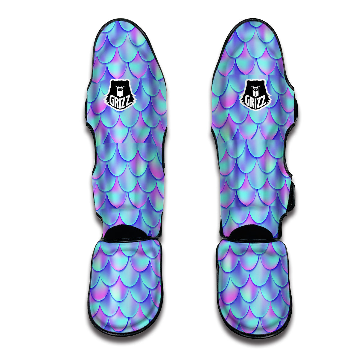 Purple Mermaid Teal Scales Muay Thai Shin Guards-grizzshop