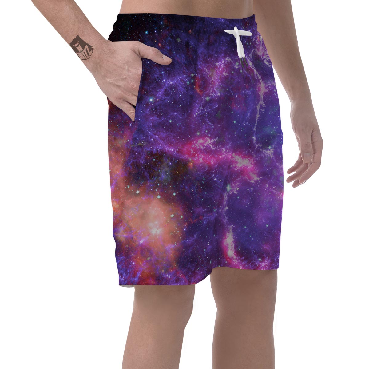 Purple Nebula Galaxy Space Men's Shorts-grizzshop