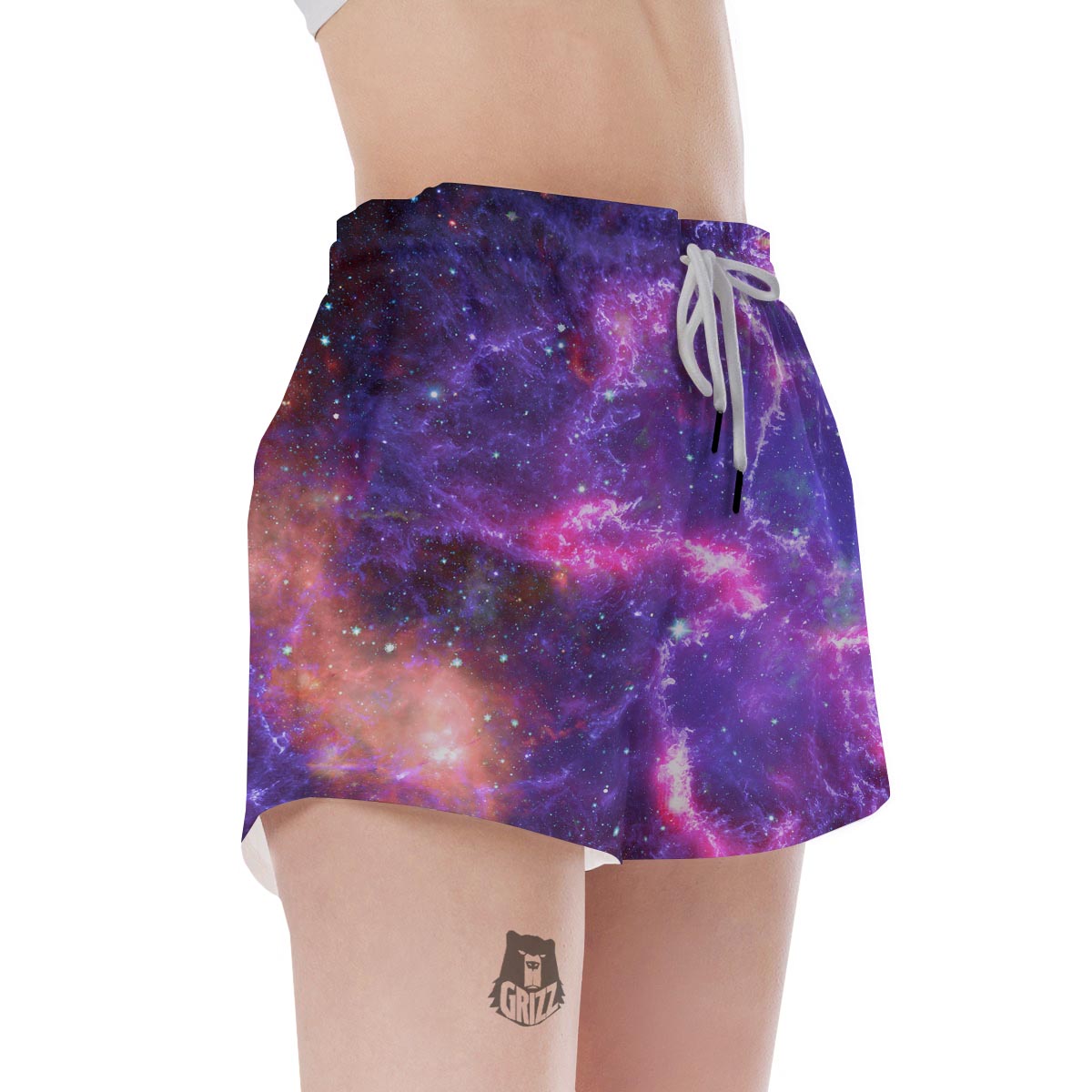 Purple Nebula Galaxy Space Women's Shorts-grizzshop