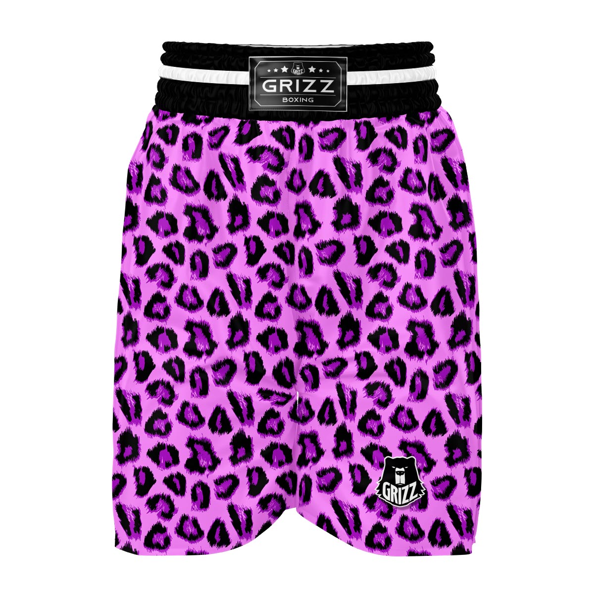Purple Neon Leopard Boxing Shorts-grizzshop