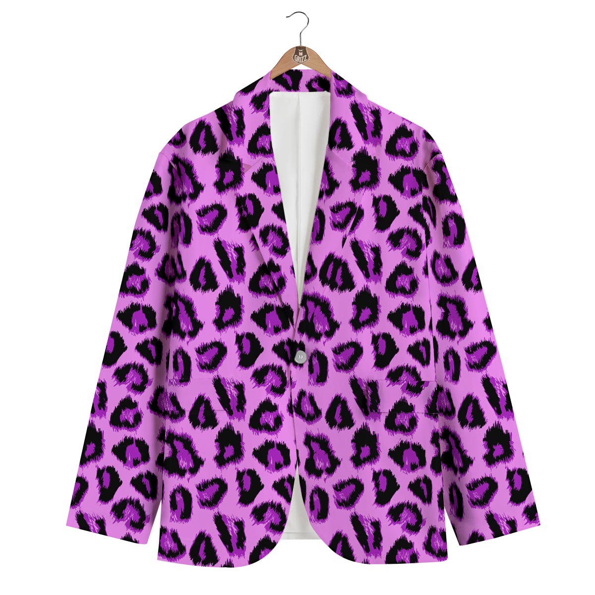 Purple Neon Leopard Men's Blazer-grizzshop