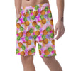 Purple Neon Pineapple Hawaiian Print Men's Shorts-grizzshop