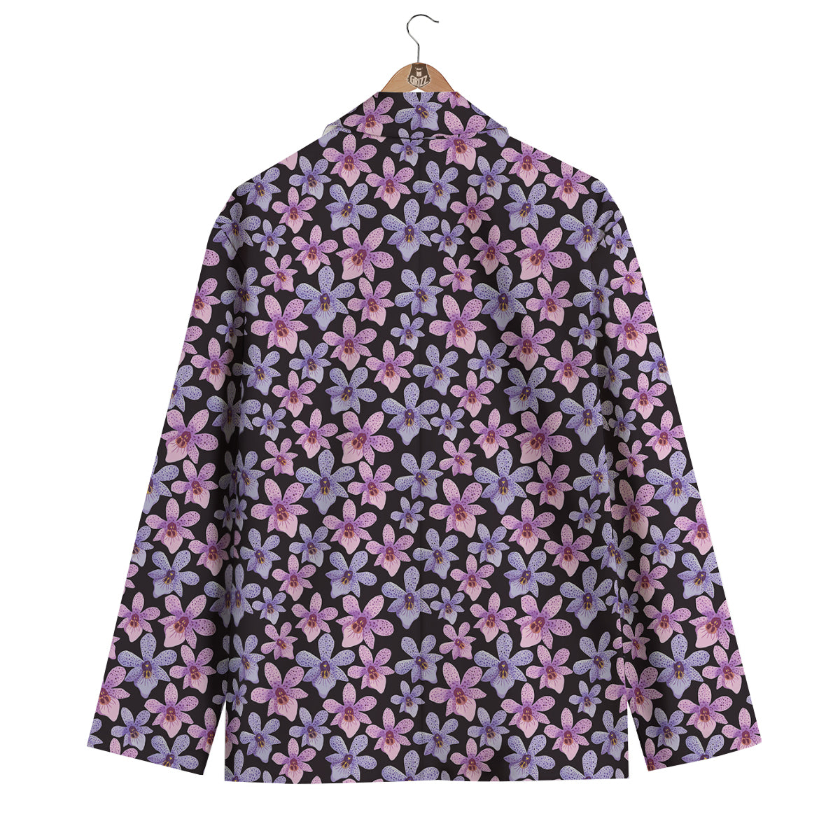 Purple Orchid Print Pattern Men's Blazer-grizzshop