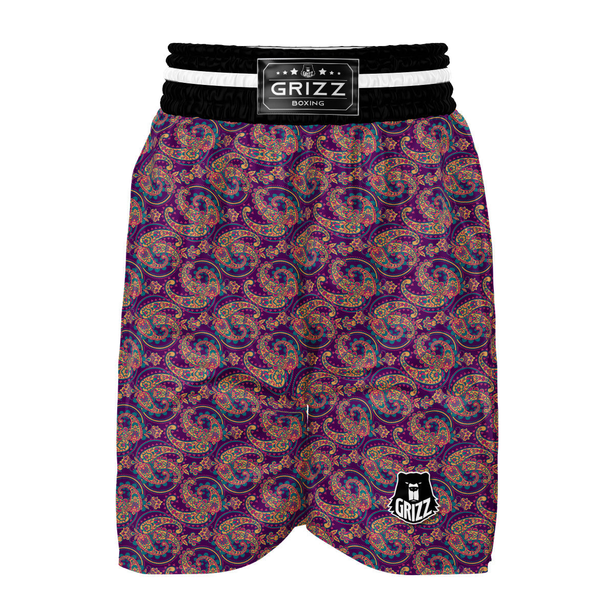 Purple Paisley Boxing Shorts-grizzshop