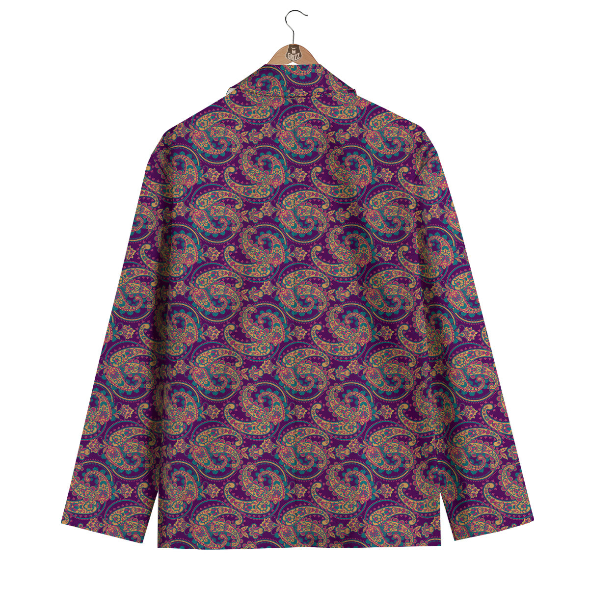 Purple Paisley Men's Blazer-grizzshop