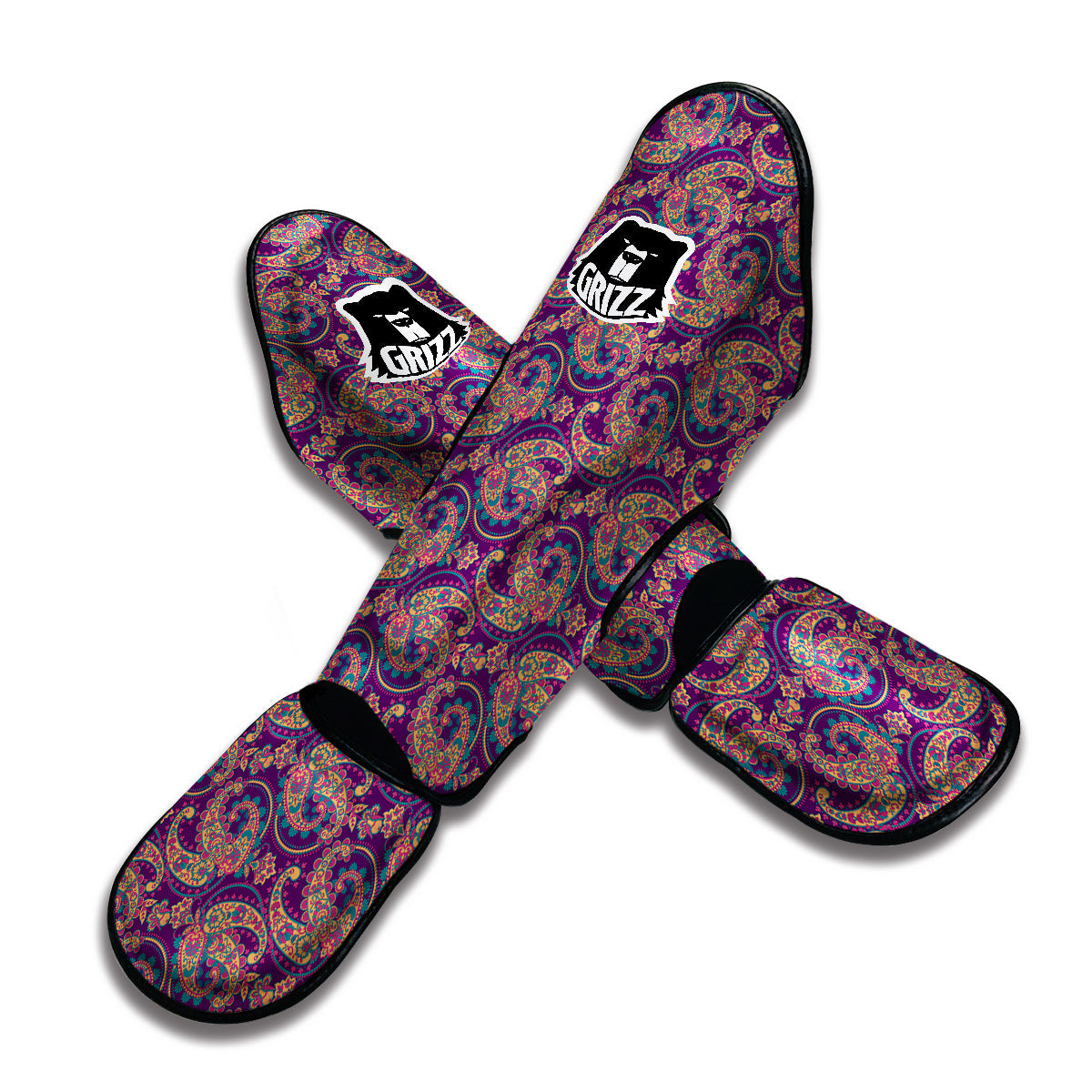 Purple Paisley Muay Thai Shin Guards-grizzshop