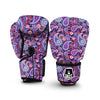 Purple Paisley Pattern Print Boxing Gloves-grizzshop