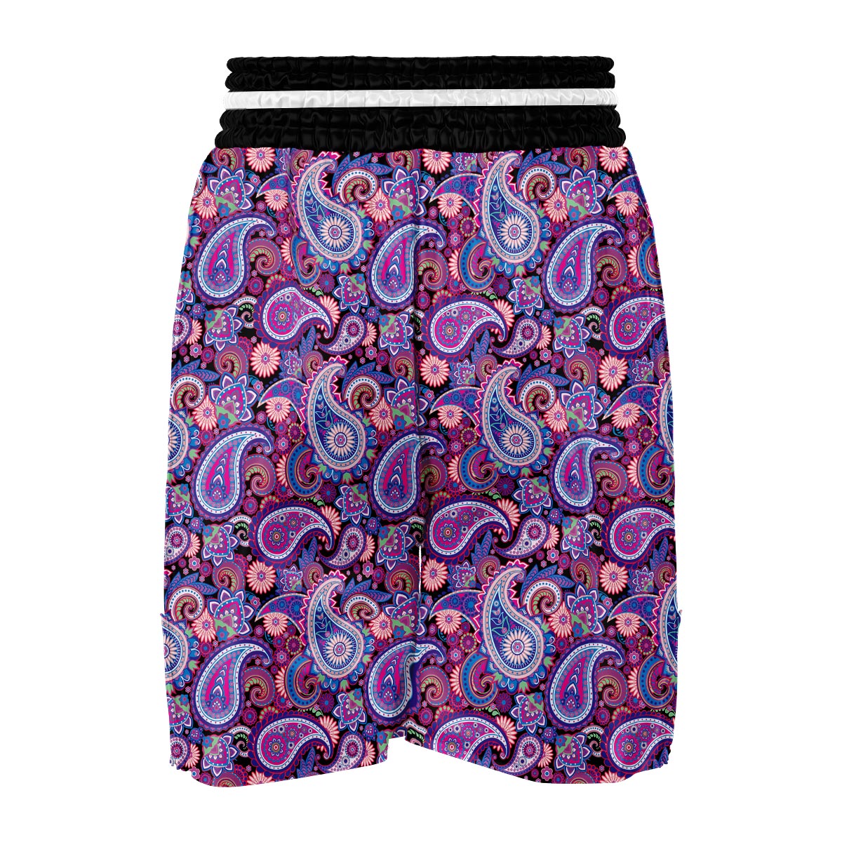 Purple Paisley Pattern Print Boxing Shorts-grizzshop