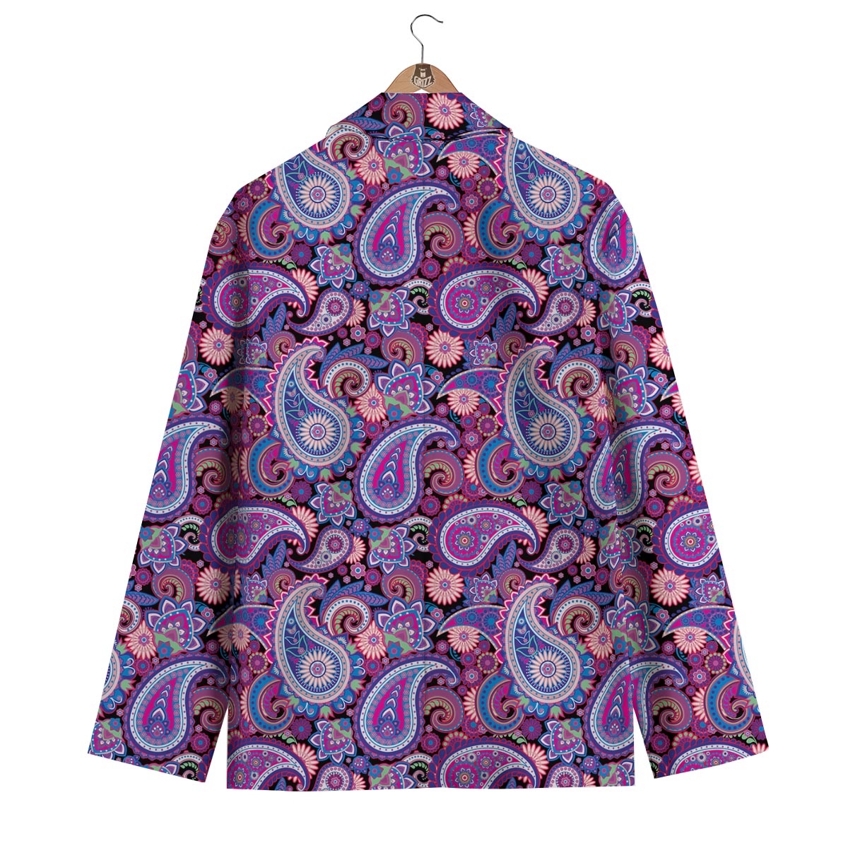 Purple Paisley Pattern Print Men's Blazer-grizzshop