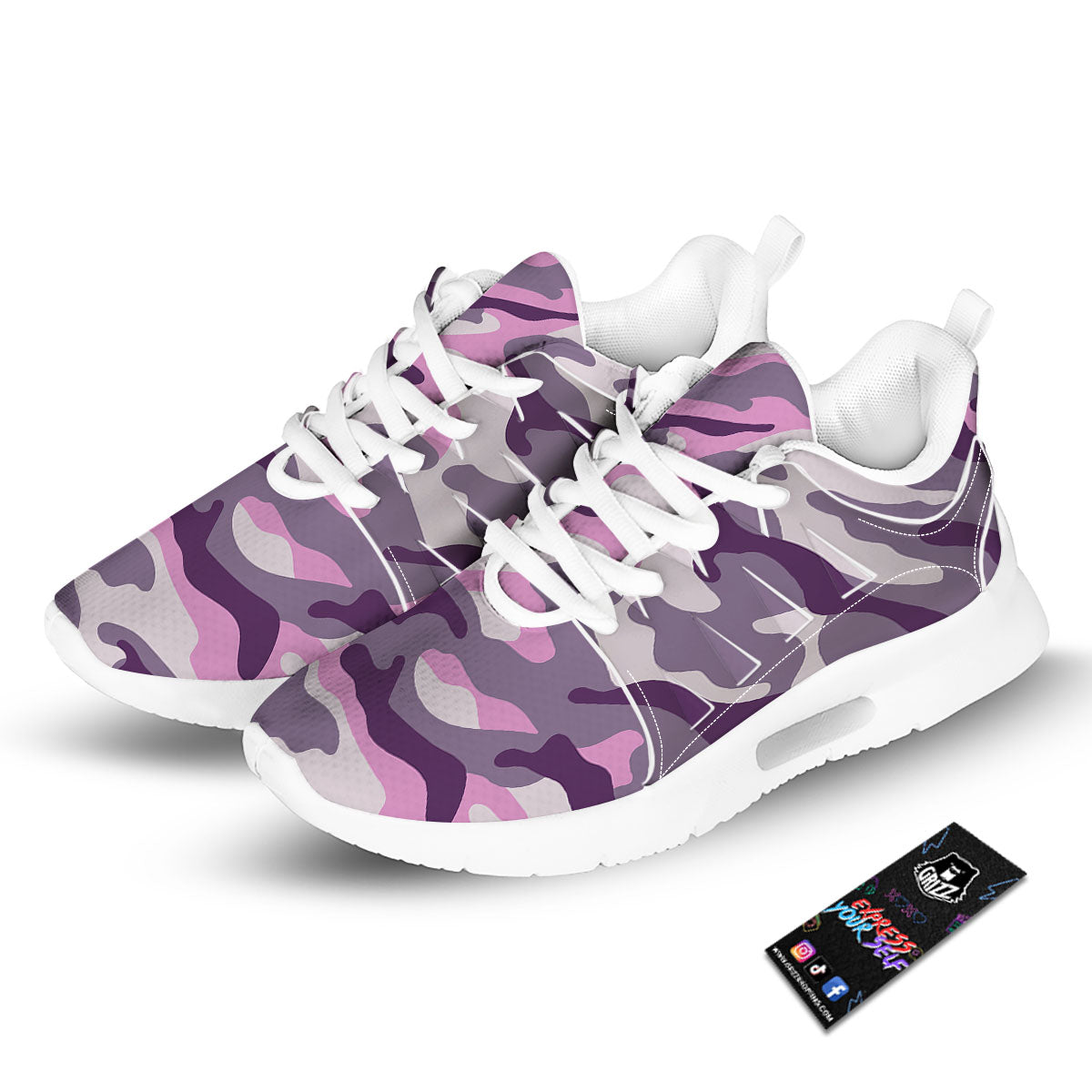 Purple Pink And Grey Camouflage Print Tennis Shoes-grizzshop