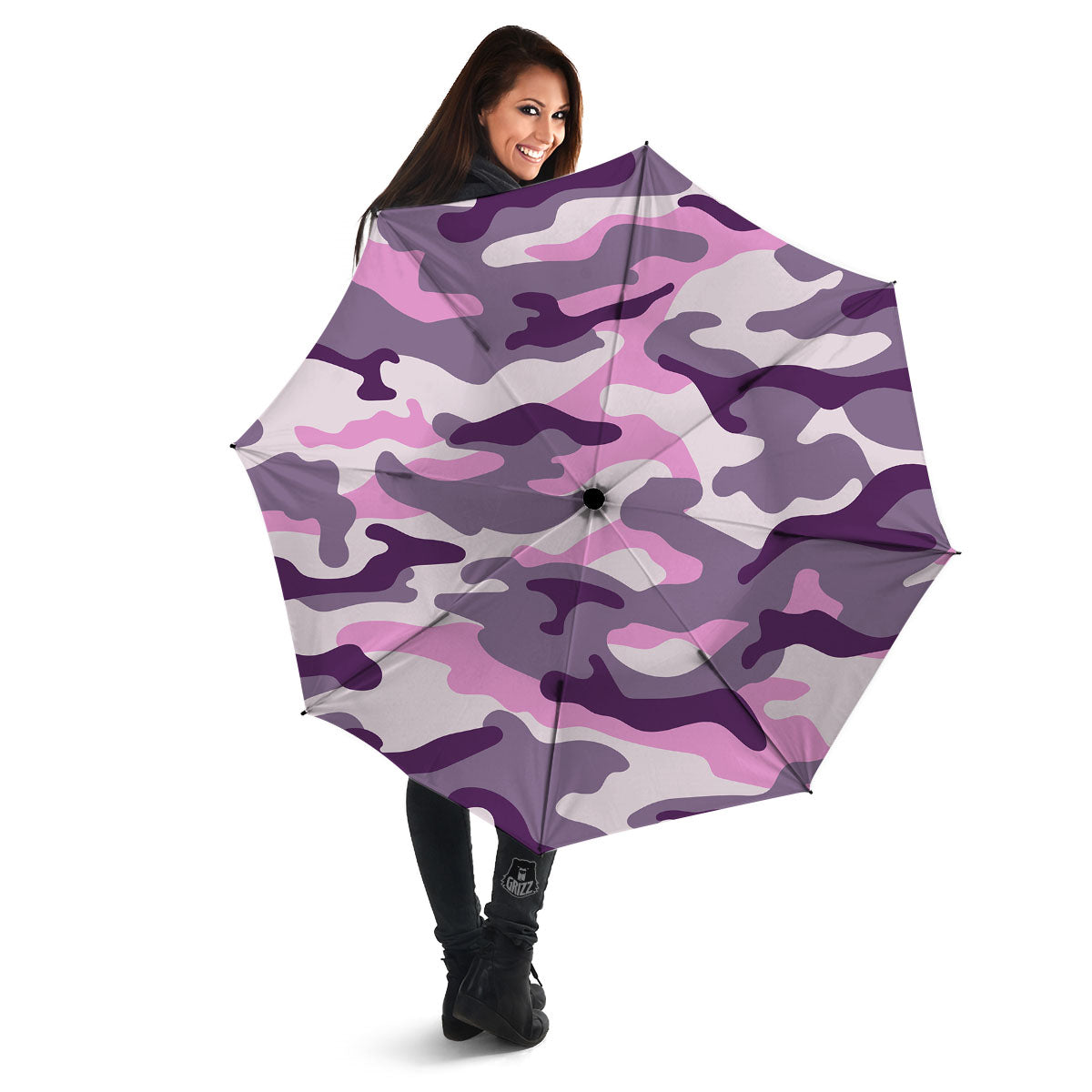 Purple Pink And Grey Camouflage Print Umbrella-grizzshop