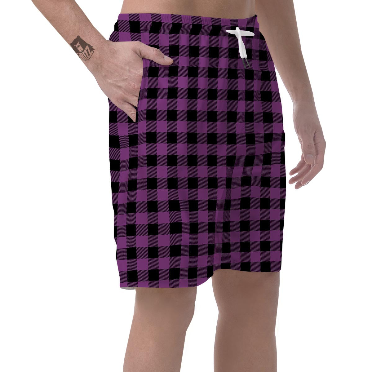 Purple Plaid Men's Shorts-grizzshop